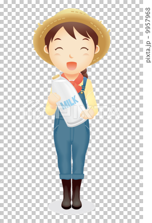 麦藁帽子の女性イラスト 9957968