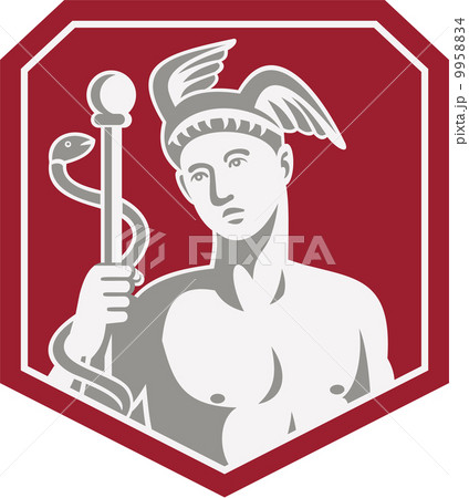 Mercury Hold Caduceus Staff Circle Retro 9958834