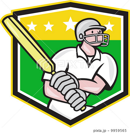 Cricket Player Batsman Batting Shield Star 9959565