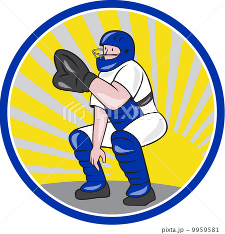 Baseball Catcher Catching Side Circle 9959581