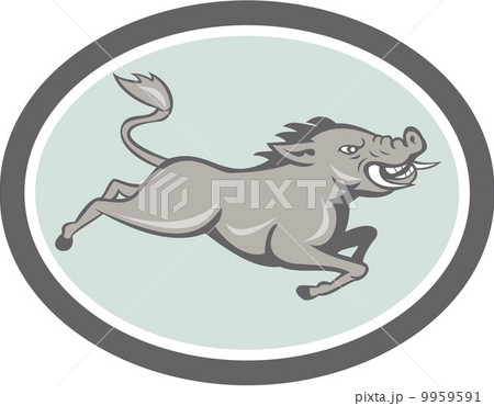 Wild Boar Razorback Jumping Side Cartoon 9959591
