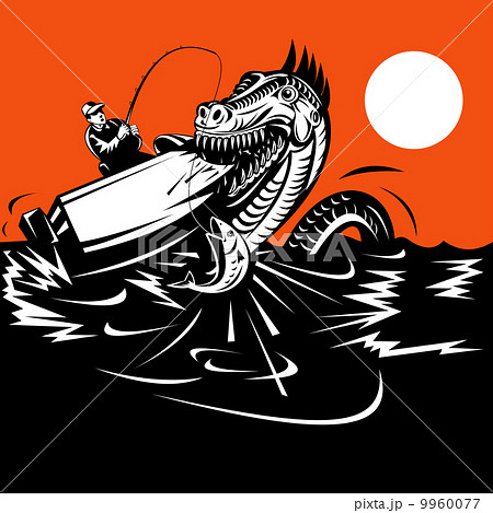 fisherman fishing and sea serpent 9960077