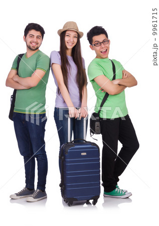 Students ready for travel on white 9961715