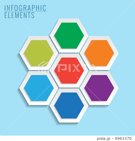 Infographic with honeycomb structure on the blue background. 9963370