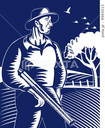farmer hunter with shotgun rifle 9964015