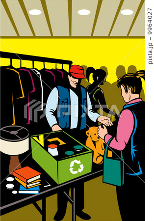 female shopper shopping at indoor flea market female shopper shopping at indoor flea market 9964027