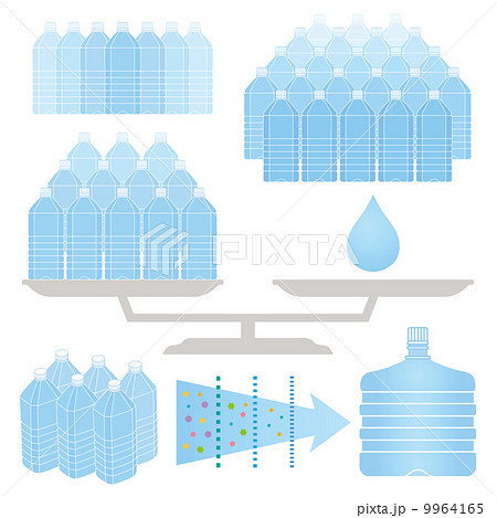 ペットボトル　ペットボトルの束　広告イラスト 9964165