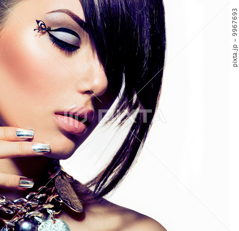 Fashion Model Girl Portrait. Trendy Hair Style Fashion Model Girl Portrait. Trendy Hair Style 9967693