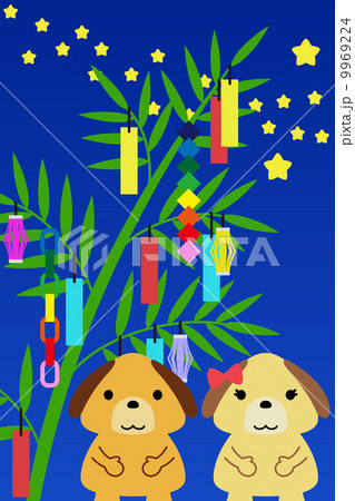 カレンダー用イラスト素材 ７月 犬 縦長のイラスト素材