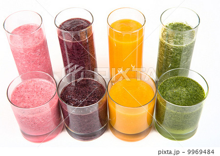 Four fruit, berry and vegetables healthy smoothies Four fruit, berry and vegetables healthy smoothies 9969484