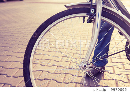 close up of bike wheel  9970896