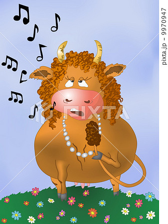 Cartoon cow sings a song Cartoon cow sings a song 9970947