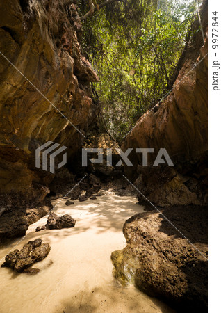 Karst limestone cave structure of tropical beach 9972844