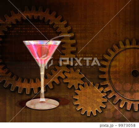 カクテルグラスの中のさくらんぼ 9973058