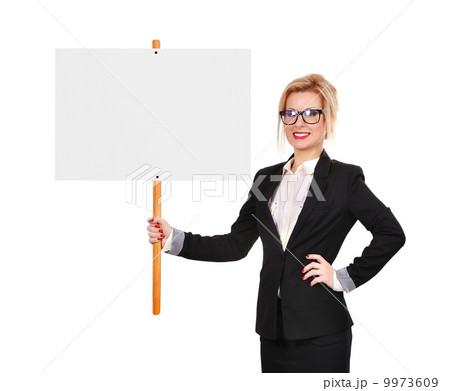 businesswoman holding whiteboard businesswoman holding whiteboard 9973609