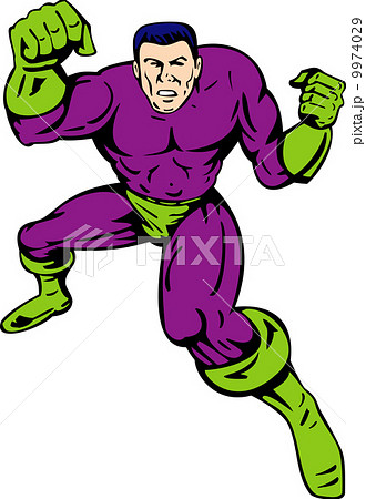 cartoon super hero running punching 9974029