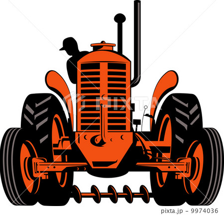 vintage tractor on isolated background 9974036
