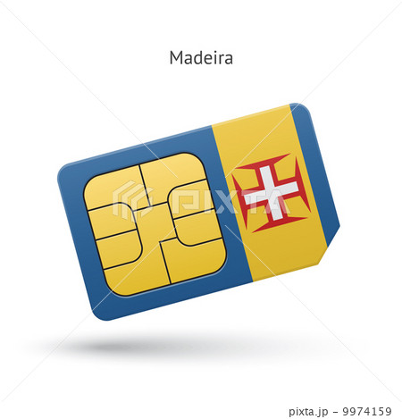 Madeira mobile phone sim card with flag. Madeira mobile phone sim card with flag. 9974159