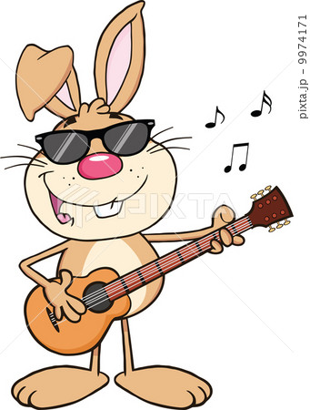 Funny Rabbit With Sunglasses Playing A Guitar And Singing 9974171