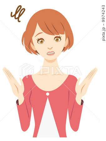 お手上げ　ショートカットのお姉さん 9974243