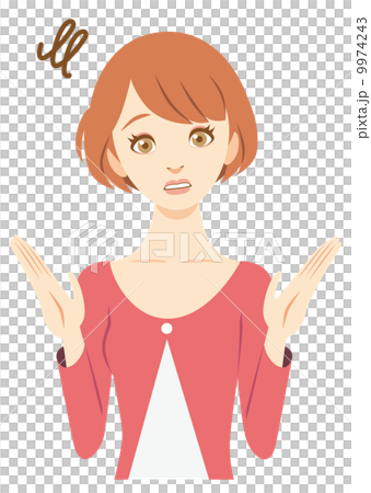 お手上げ　ショートカットのお姉さん 9974243