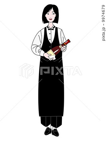 ソムリエの女性のイラスト素材