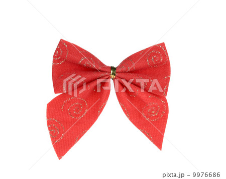 Festive red bow made of ribbon. 9976686