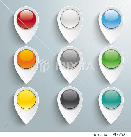 9 Lacation Markers Colored Buttons 9 Lacation Markers Colored Buttons 9977522