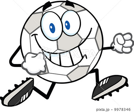 Smiling Soccer Ball Cartoon Character Running 9978346