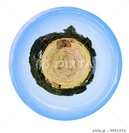 ountry field with straw stack 9981458