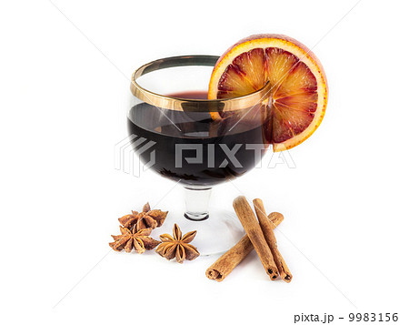 Glass of mulled wine with spices Glass of mulled wine with spices 9983156
