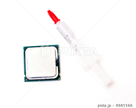 CPU and thermal glue over white 9985566