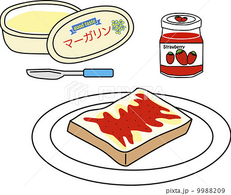 朝食 食パン 苺ジャムのイラスト素材