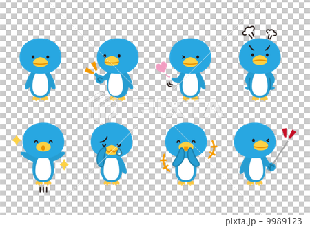 Penguin animals pose facial expression set 9989123