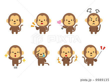 猿 サル さる 動物 ポーズ 表情のイラスト素材