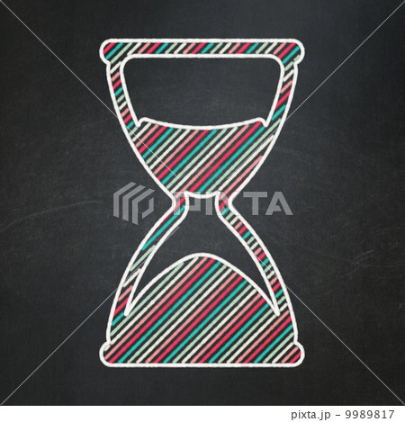Timeline concept: Hourglass on chalkboard background Timeline concept: Hourglass on chalkboard background 9989817
