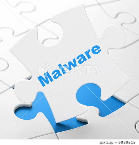 Protection concept: Malware on puzzle background Protection concept: Malware on puzzle background 9989818