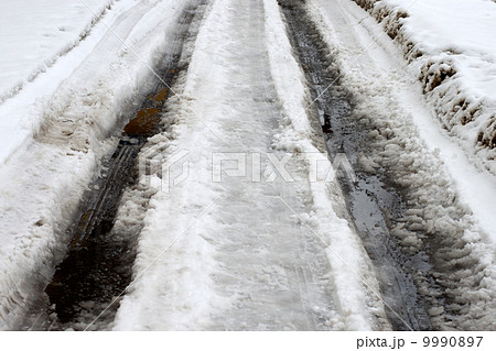 winter road. slush and mud winter road. slush and mud 9990897