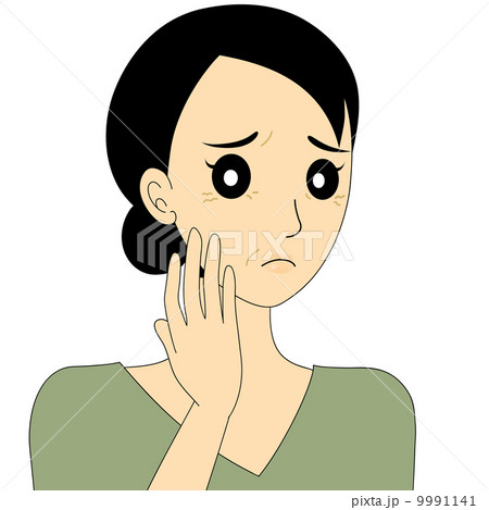 しわ　女性　イラスト　肌トラブル 9991141