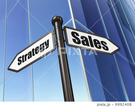 Marketing concept: sign Sales Strategy on Building background 9992408