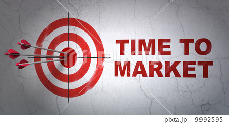 Time concept: target and Time to Market on wall background Time concept: target and Time to Market on wall background 9992595
