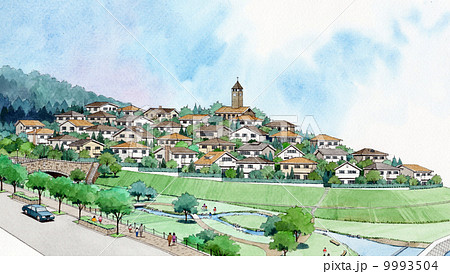ニュータウン　丘の町のイラスト画 9993504