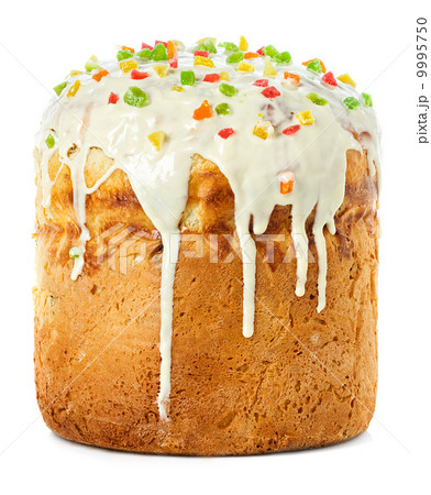 Easter cake with glace icing on white background Easter cake with glace icing on white background 9995750