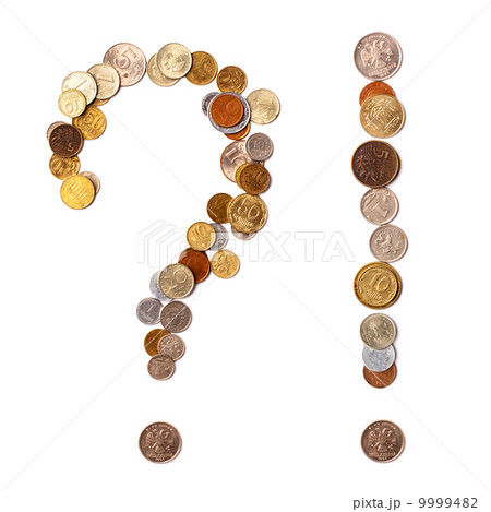 question and exclamation marks from coins 9999482