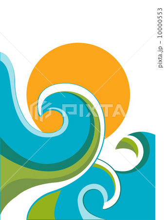 Nature sea with waves and sun.Vector illustration isolated on wh Nature sea with waves and sun.Vector illustration isolated on wh 10000553