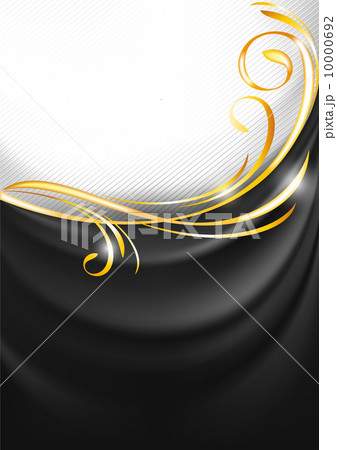 Dark gray fabric curtain. Gold vignette 10000692