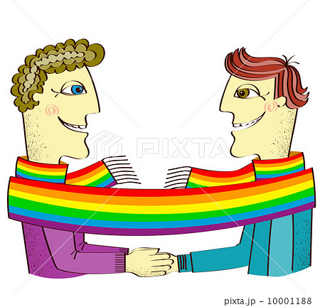 happy gays couple with hands together.Vector cartoons image isol 10001188