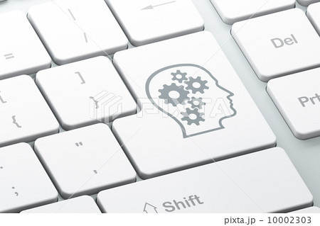 Data concept: Head With Gears on computer keyboard background Data concept: Head With Gears on computer keyboard background 10002303