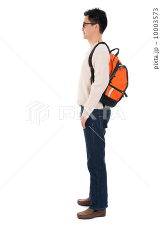 Side view full body Asian adult student 10003573