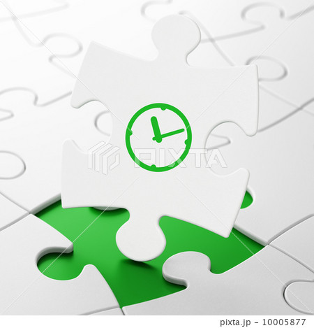 Time concept: Clock on puzzle background Time concept: Clock on puzzle background 10005877